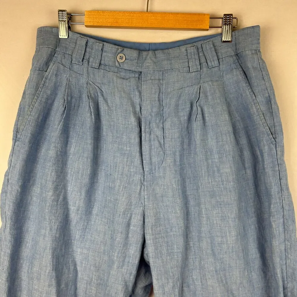 Lorenzino Blue Linen Dress Pant Trousers Light Blue Men's Size 38 or US 33x29